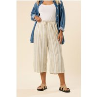 Yours Yours Damen Culottes in Braun und Leinenoptik mit Streifen in Größe 48 | Polyester