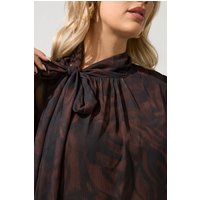 Yours London Yours London Damen Bluse in Braun mit Seitlicher Schleife und Zebramuster in Größe 46 | Polyester