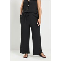 Yours Yours Damen Strukturierte Hose in Schwarz mit Kordelzug in Größe Regular 58-60 | Polyester/Elasthan