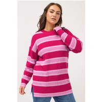 Yours Yours Damen Pullover in Rosa mit Streifen und Überschnittenen Schultern in Größe 46-48 | Acryl