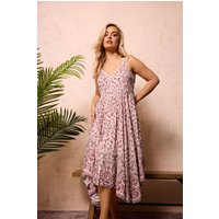 Yours Damen Yours – Kleid in Naturbraun mit Paisleymuster und Zipfelsaum in Größe 54-56 | Viskose