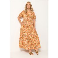 Yours Yours Damen Sommerkleid in Gelb mit Blumenmuster in Größe 48 | Baumwolle