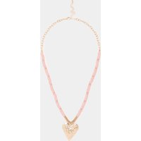 Yours Yours Damen Goldfarbene Perlenbesetzte Halskette mit Herzanhänger | Metall