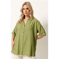 Yours Damen Yours – Strukturiertes Hemd in Grün in Größe 46 | Polyester/Elasthan