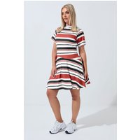Yours Yours Damen Limited Collection – Ausgestelltes Minikleid in Rot und Schwarz mit Streifen in Größe 54-56 | Polyester/Elasthan