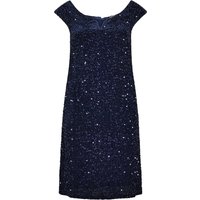 Yours Yours Damen London – Kleid in Blau aus Samt mit Pailletten