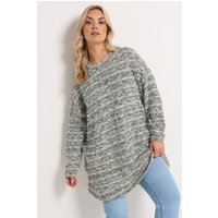Yours Yours Damen Sweatshirt in Blau mit Strukturierten Streifen in Größe 50-52 | Baumwolle/Polyester