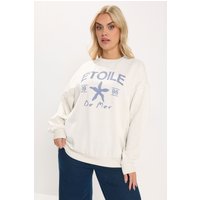 Yours Yours Damen Sweatshirt in Creme mit Schriftzug „Etoile“ in Größe 48 | Baumwolle/Polyester