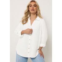 Yours Yours Damen Bluse in Elfenbeinweiß mit Durchgehender Knopfleiste in Größe 42 | Polyester