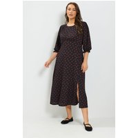 Yours Yours Damen Freizeitkleid in Schwarz mit Punktemuster in Größe 48 | Polyester/Elasthan