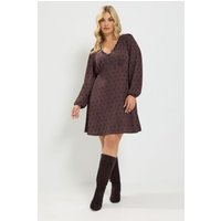 Yours Yours Damen Kleid in Schokobraun mit Spitzenbesatz in Größe 46 | Polyester/Elasthan