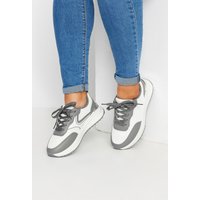 Yours Yours Damen Robuste Sneaker in Weiß und Grau in Kontrastoptik, Extraweite Eeepassform in Größe 38E