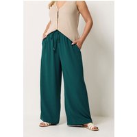 Yours Damen Yours – Hose in Petrol aus Verwaschenem Twill in Größe Regular 58-60 | Polyester