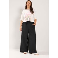 Yours Damen Yours – Strukturierte Hose in Schwarz mit Weitem Bein in Größe Regular 40 | Polyester
