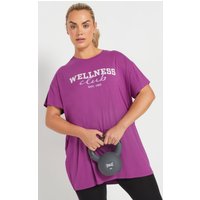 Yours Yours Damen Active – Oberteil in Lila mit „Wellness Club“Schriftzug in Größe 54-56 | Elasthan/Viskose