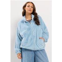 Yours Yours Damen Fleecepullover in Blau mit Stehkragen in Größe 48 | Polyester