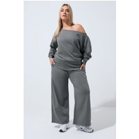 Limited Collection Damen Limited Collection – Jogginghose in Grau mit Weitem Bein in Größe 54-56 | Baumwolle/Polyester