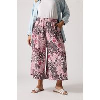 Yours Yours Damen Strukturierte, Knöchellange Hose in Rosa mit Paisleymuster in Größe 46 | Polyester