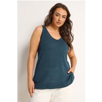 Yours Yours Damen Gestricktes Trägershirt in Marineblau in Größe 54-56 | Acryl