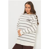Yours Yours Damen Gestreiftes Sweatshirt in Creme in Größe 50-52 | Baumwolle/Polyester