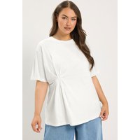 Yours Yours Damen T-Shirt in Cream mit Twistdetail Vorne in Größe 50-52 | Baumwolle