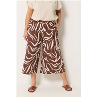 Yours Yours Damen Knöchellange Hose in Braun mit Weitem Bein und Abstraktem Muster in Größe 54-56 | Polyester/Elasthan