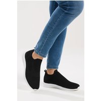 Yours Yours Damen Slip Onsneaker in Schwarz mit Strickoptik und Weiter E-Passform in Größe 39E | Textil/Synthetik