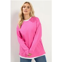 Yours Yours Damen Pullover in Rosa mit Rundhalsausschnitt in Größe 38 | Baumwolle