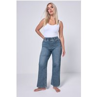 Yours Yours Damen Gewaschene Jeggings in Blau mit Weitem Bein in Größe Short 56 | Baumwolle/Polyester/Elasthan