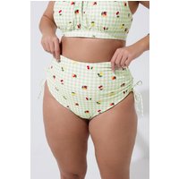Limited Collection Limited Collection Damen Yours Bikinislip mit Superhohem Bund in Grün mit Vichykaros und Fruchtprint in Größe 56 | Polyester/Elasthan