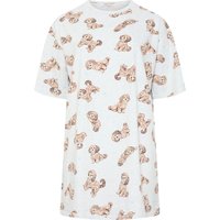 Yours Yours Damen Grau Meliertes SchlafT-Shirt mit Hündchenmotiv in Größe 50-52 | Baumwolle/Polyester