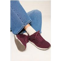 Yours Yours Damen Turnschuhe in Burgunderrot mit Seitenstreifen zum Schnüren in Extra Weiter Eeepassform in Größe 41EEE | Textil/Synthetik