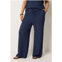 Yours Damen Yours – Hose mit Weitem Bein in Marineblau mit Blasenstruktur in Größe Regular 40 | Polyester