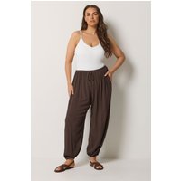 Yours Yours Damen Ballonhose mit Bündchen in Schokoladenbraun in Größe 58-60 | Viskose