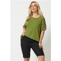 Yours Yours Damen Jeansshorts in Schwarz mit Umschlag in Größe 42 | Baumwolle/Elasthan
