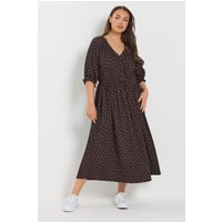 Yours Damen Yours – Gepunktetes Kleid in Schokobraun in Größe 48 | Polyester/Elasthan