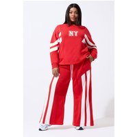 Limited Collection Limited Collection Damen Jogginghose in Rot mit Streifen und Weitem Bein in Größe 46 | Baumwolle/Polyester