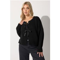 Limited Collection Limited Collection Damen Cardigan in Schwarz mit Satinschleife Vorne in Größe 54-56 | Acryl