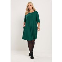 Yours Yours Damen Drapiertes Kleid in Grün mit Taschen in Größe 54-56 | Polyester/Viskose