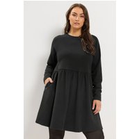 Yours Womens Curve Yours Gathered Pocket Long Sleeve Dress - Black