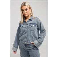 Limited Collection Limited Collection Damen Jeansjacke in Blau mit Waschung und Umschlag in Größe 44 | Baumwolle/Elasthan
