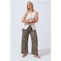 Limited Collection Limited Collection Damen Hose in Schokobraun mit Hirschprint in Größe 50-52 | Polyester/Elasthan