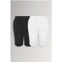 Yours Yours Damen Luftige Baumwollshorts in Schwarz und Weiß im 2er Pack in Größe 48 | Baumwolle