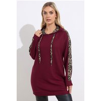 Yours Yours Damen Hoodie in Schwarz mit Leoprint in Größe 50-52 | Polyester/Viskose
