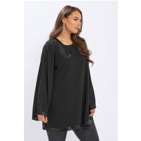 Yours Yours Damen Ausgestelltes Tunikaoberteil in Schwarz mit Pailletten in Größe 48 | Polyester/Elasthan