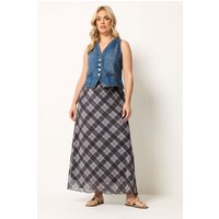 Yours Damen Yours – Rock in Lila mit Karos aus Netzstoff in Größe 50 | Polyester/Elasthan