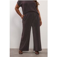 Yours Yours Damen Hose in Metallicschwarz mit Weitem Bein in Größe 50-52 | Polyester/Elasthan/Metall