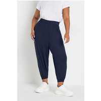 Yours Yours Damen Kurz Geschnittene Haremjogginghose in Marineblau aus Jersey in Größe 62-64 | Polyester/Elasthan
