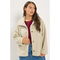 Yours Yours Damen Borgjacke in Elfenbeinweiß mit Stehkragen in Größe 50-52 | Polyester