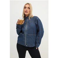 Limited Collection Limited Collection Damen Jeansjacke in indigoblau mit Stehkragen in Größe 54-56 | Baumwolle